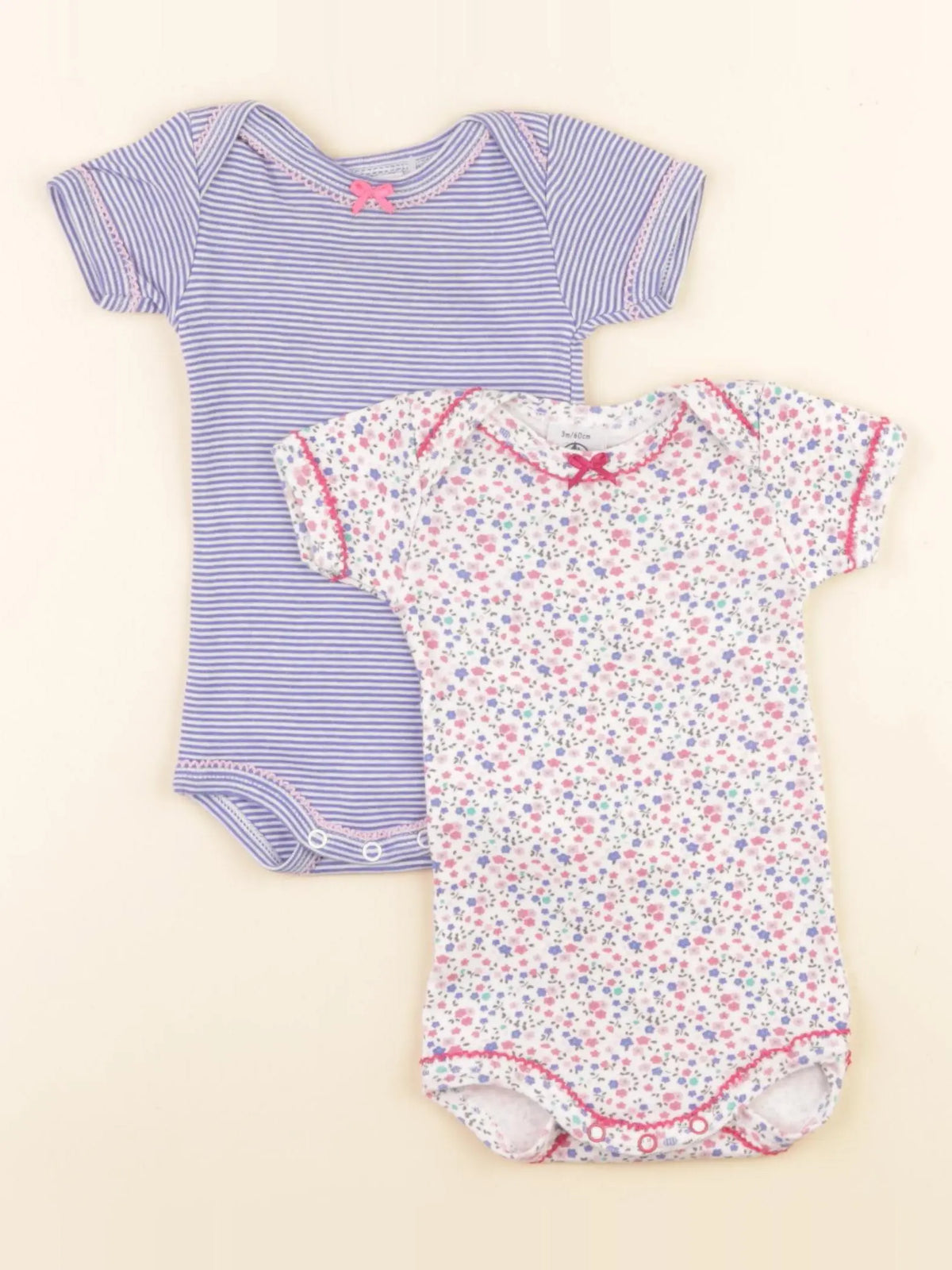 Petit Bateau - lot de 2 bodies en coton multicolore - 3 mois
