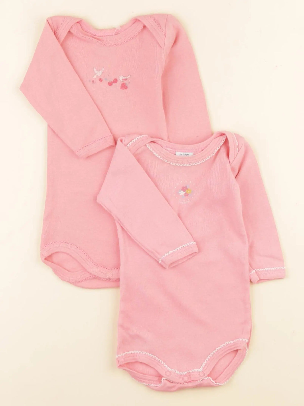 Petit Bateau - lot de 2 bodies en coton rose - 3 mois