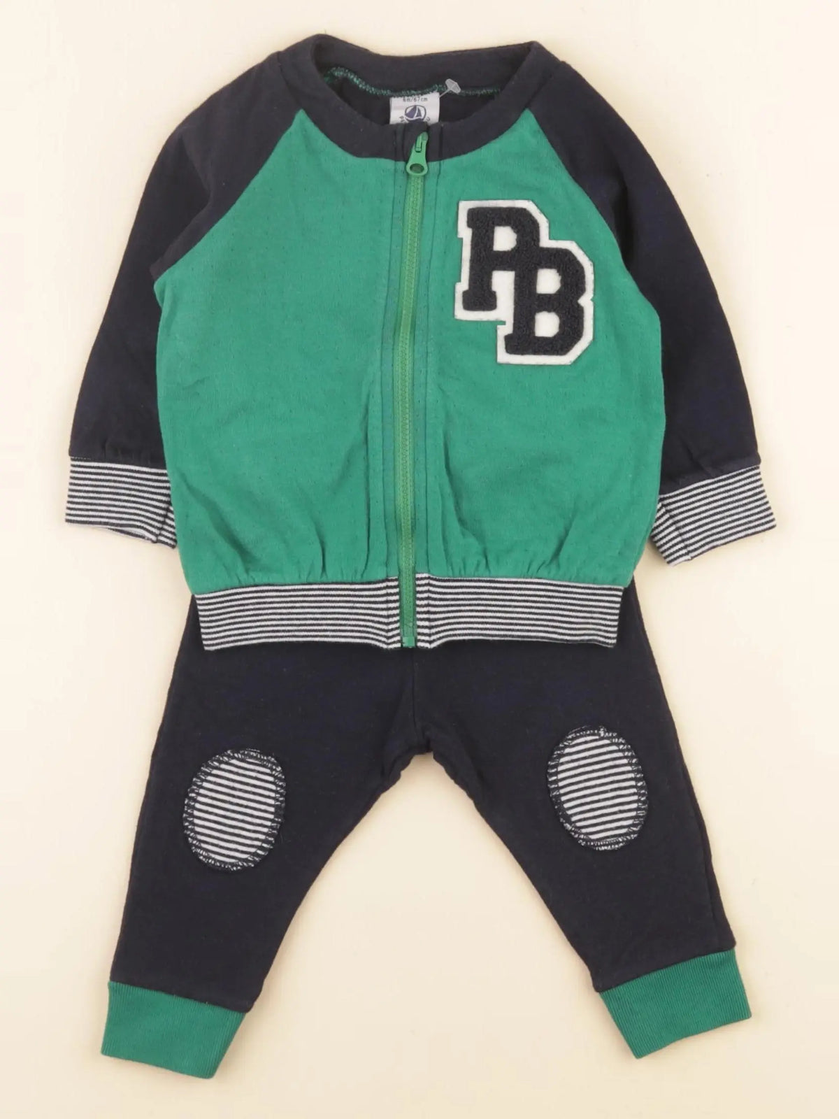 Petit Bateau - ensemble vert - 6 mois