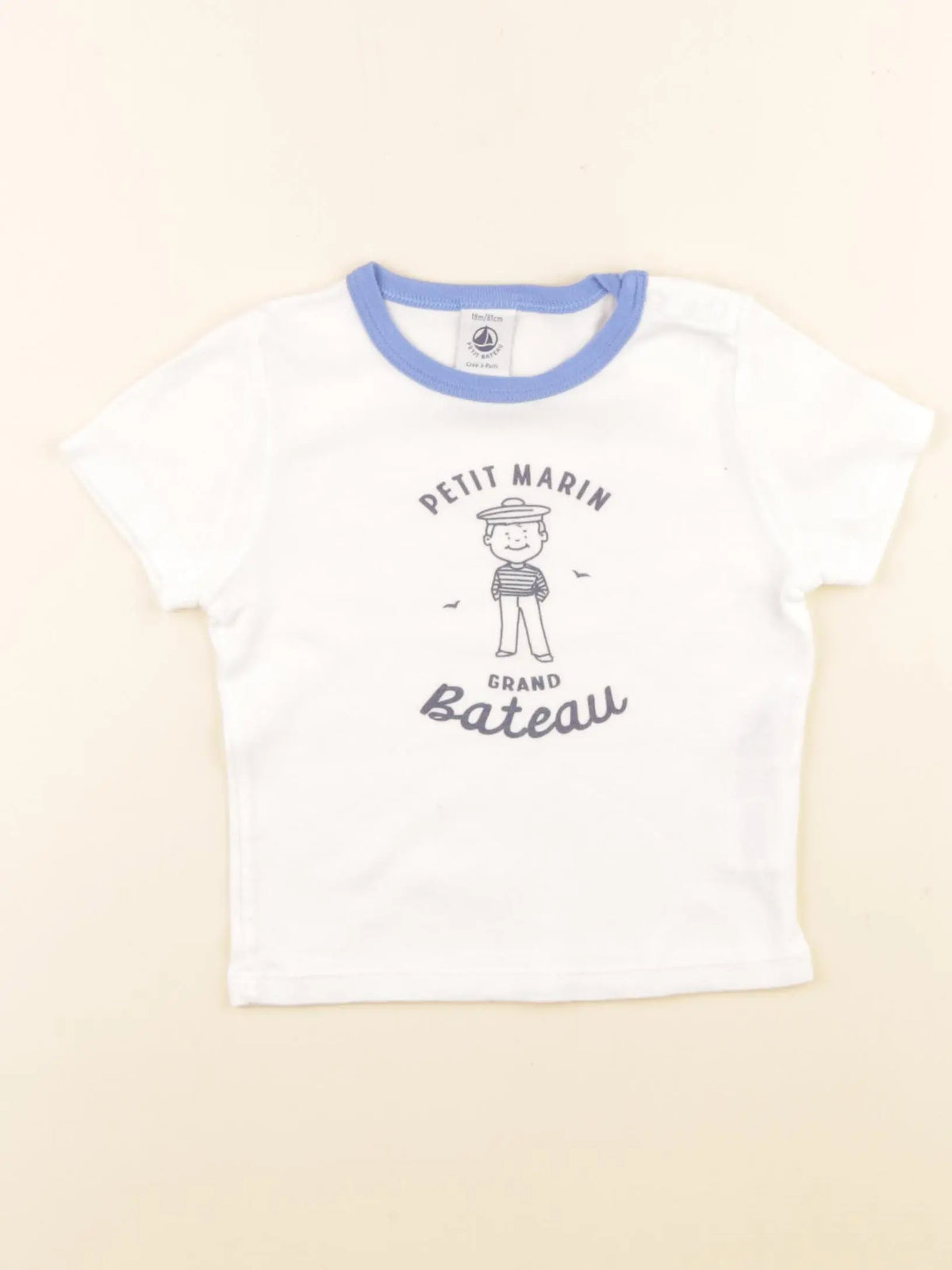 Petit Bateau - tee-shirt bleu, blanc - 18 mois