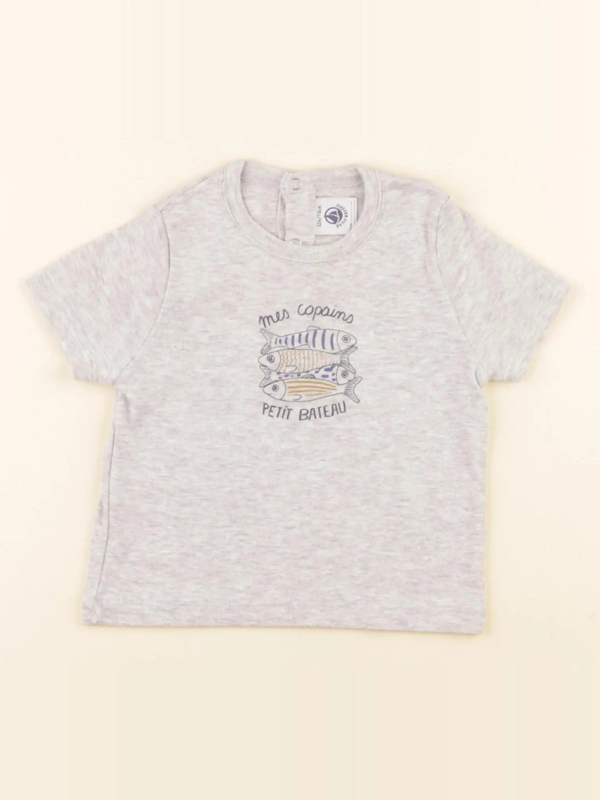 Petit Bateau - tee-shirt gris - 12 mois