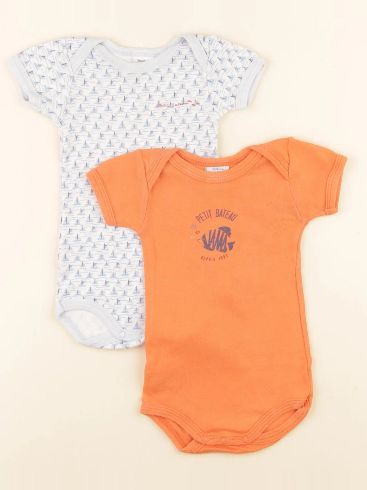 Petit Bateau - lot de 2 bodies en coton multicolore - 3 mois
