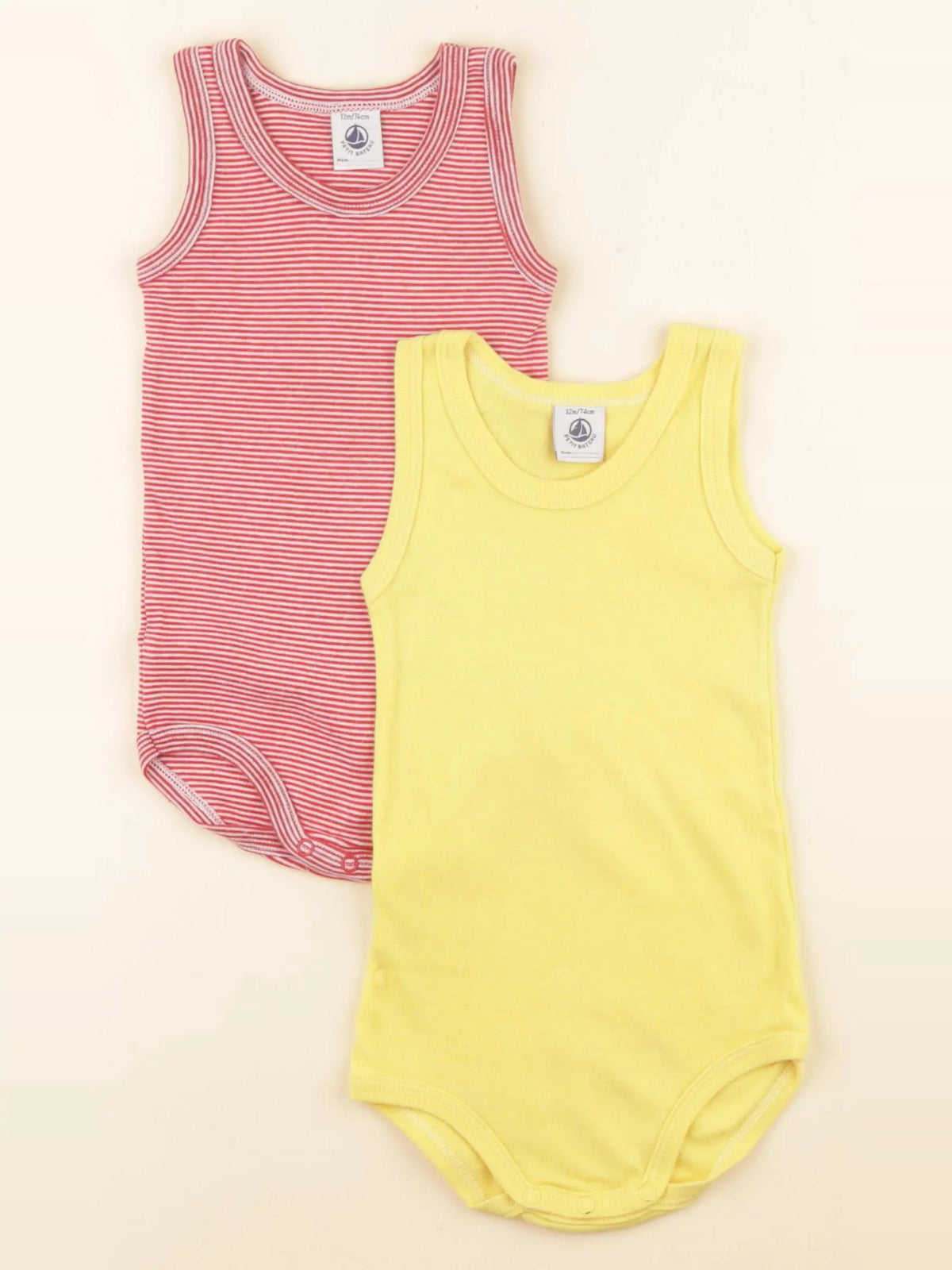 Petit Bateau - lot de 2 bodies en coton multicolore - 12 mois
