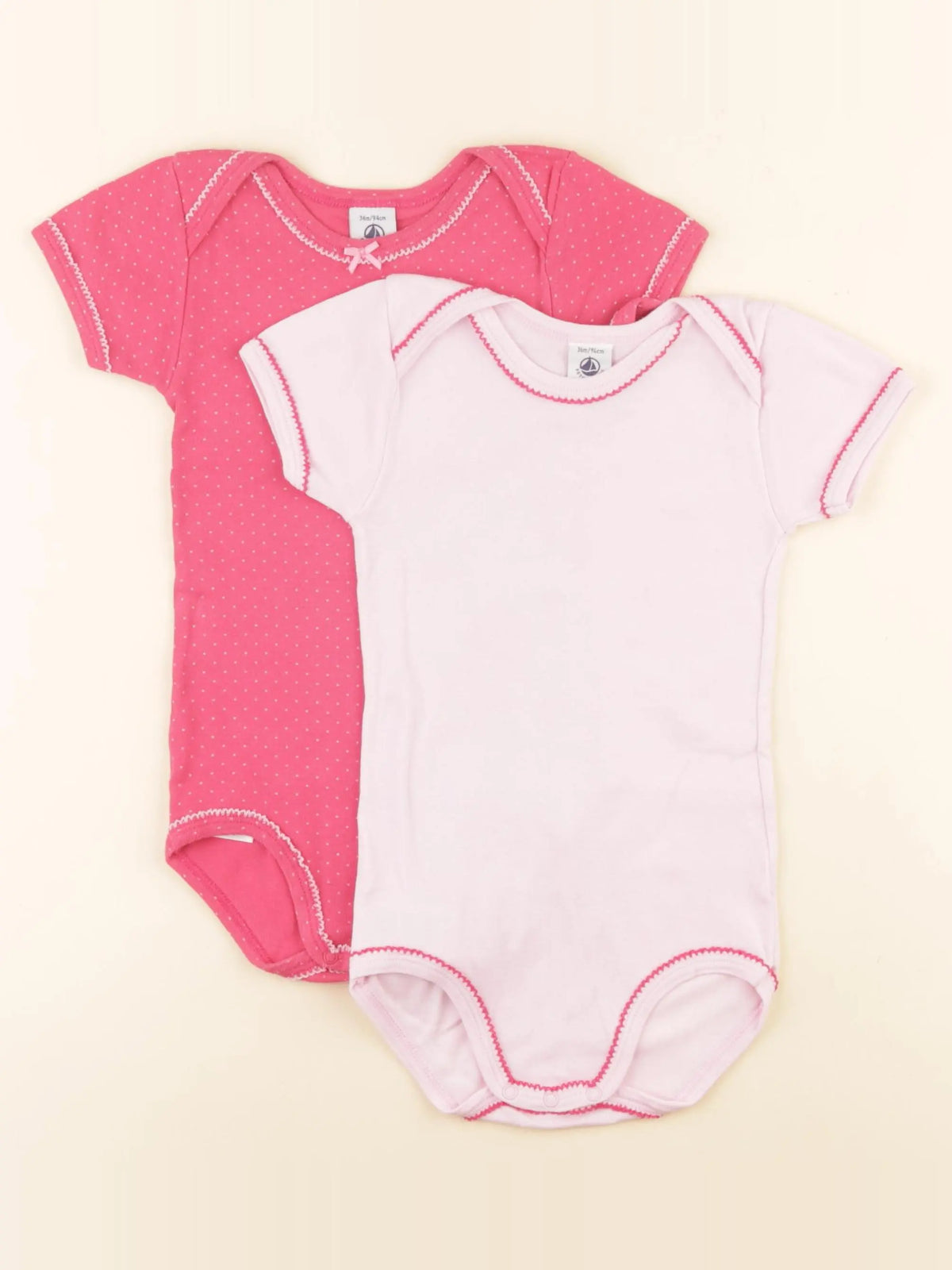 Petit Bateau - lot de 2 bodies en coton rose - 36 mois