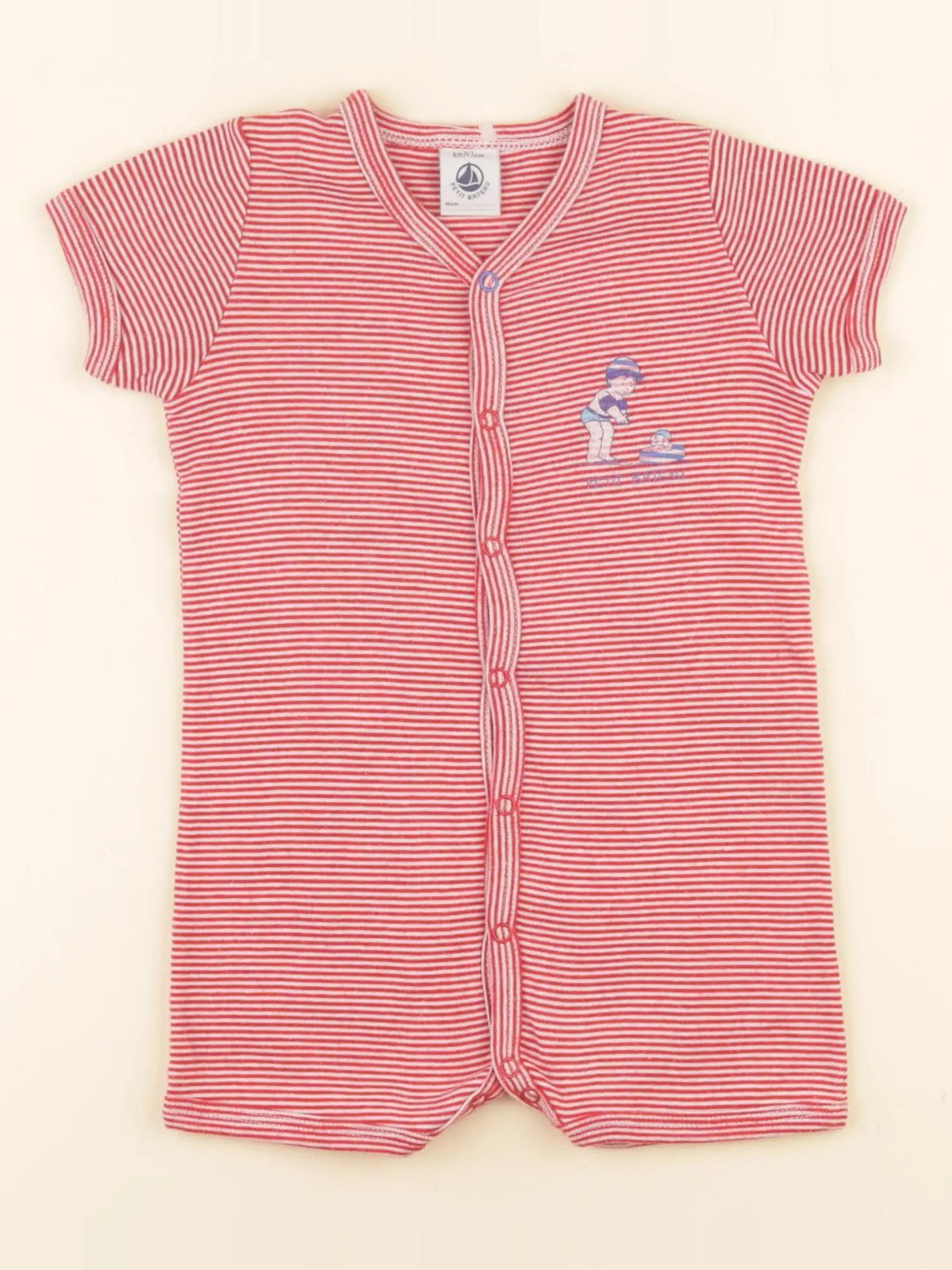 Petit Bateau - pyjama coton rouge - 6 mois