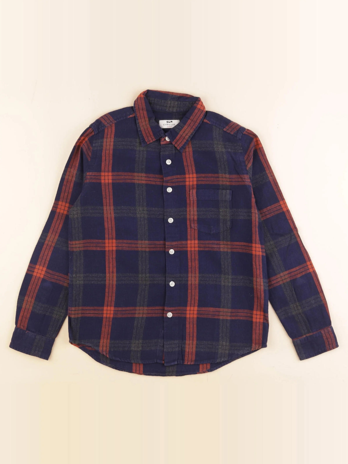 Cyrillus - chemise bleu, orange - 10 ans