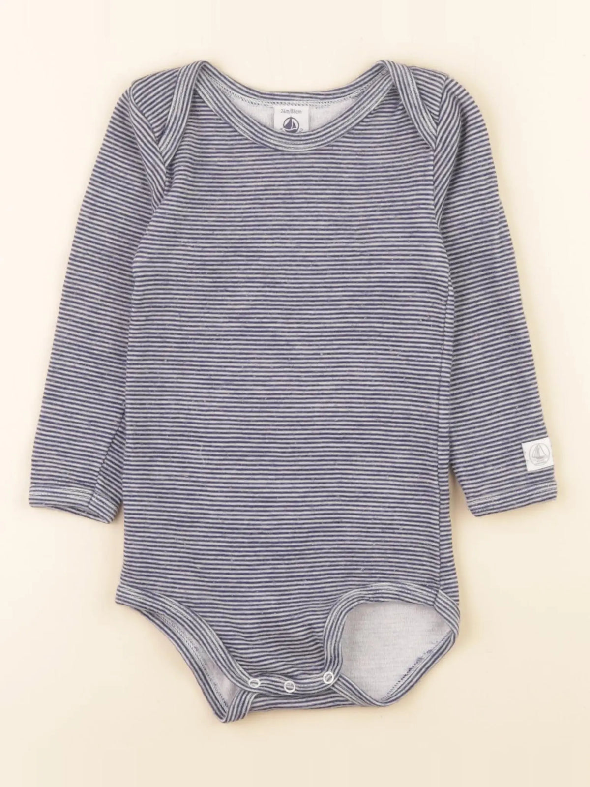 Petit Bateau - body en laine bleu, blanc - 24 mois
