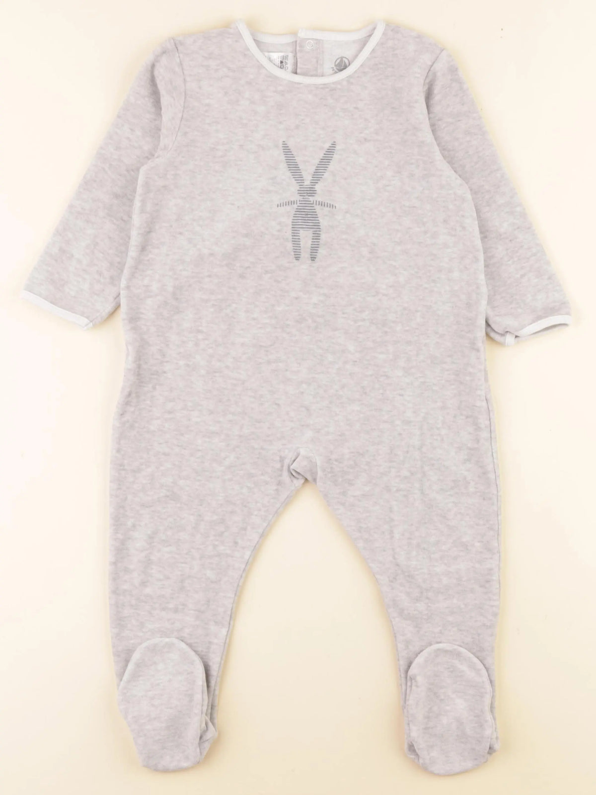 Petit Bateau - pyjama velours gris - 24 mois