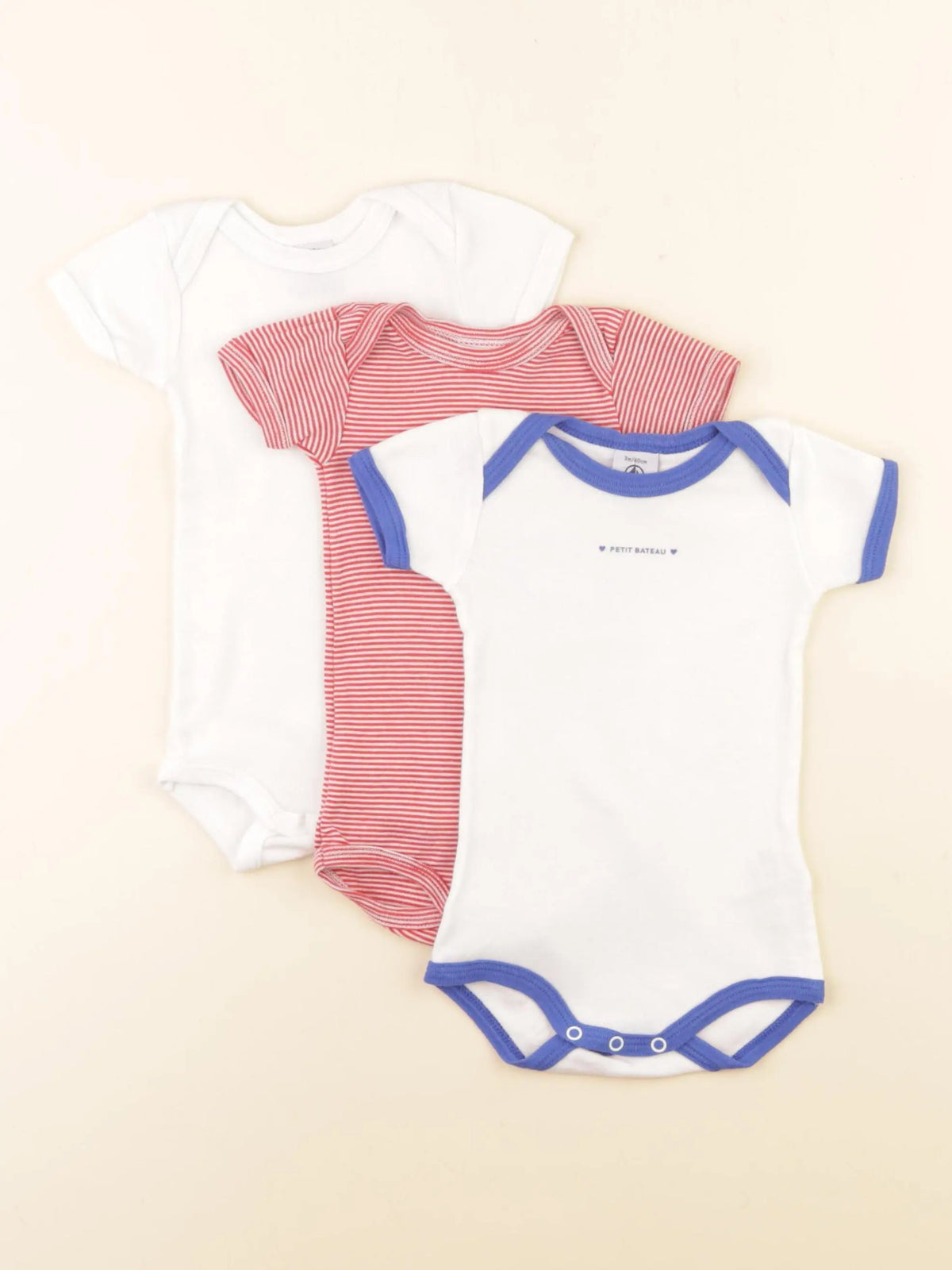 Petit Bateau - lot de 3 bodies en coton multicolore - 3 mois