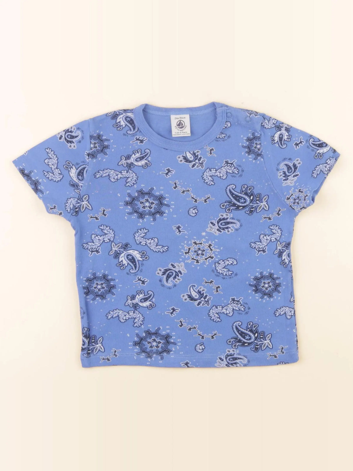 Petit Bateau - tee-shirt bleu - 24 mois