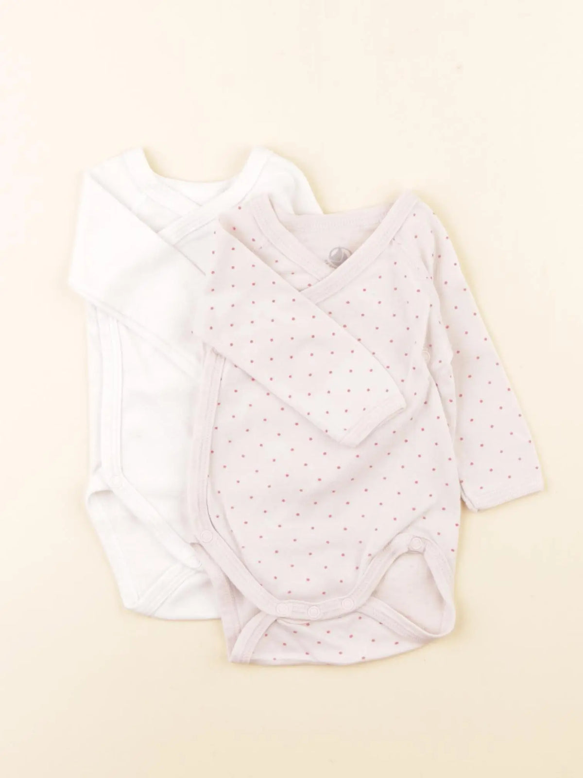 Petit Bateau - lot de 2 bodies en coton blanc, rose - 1 mois