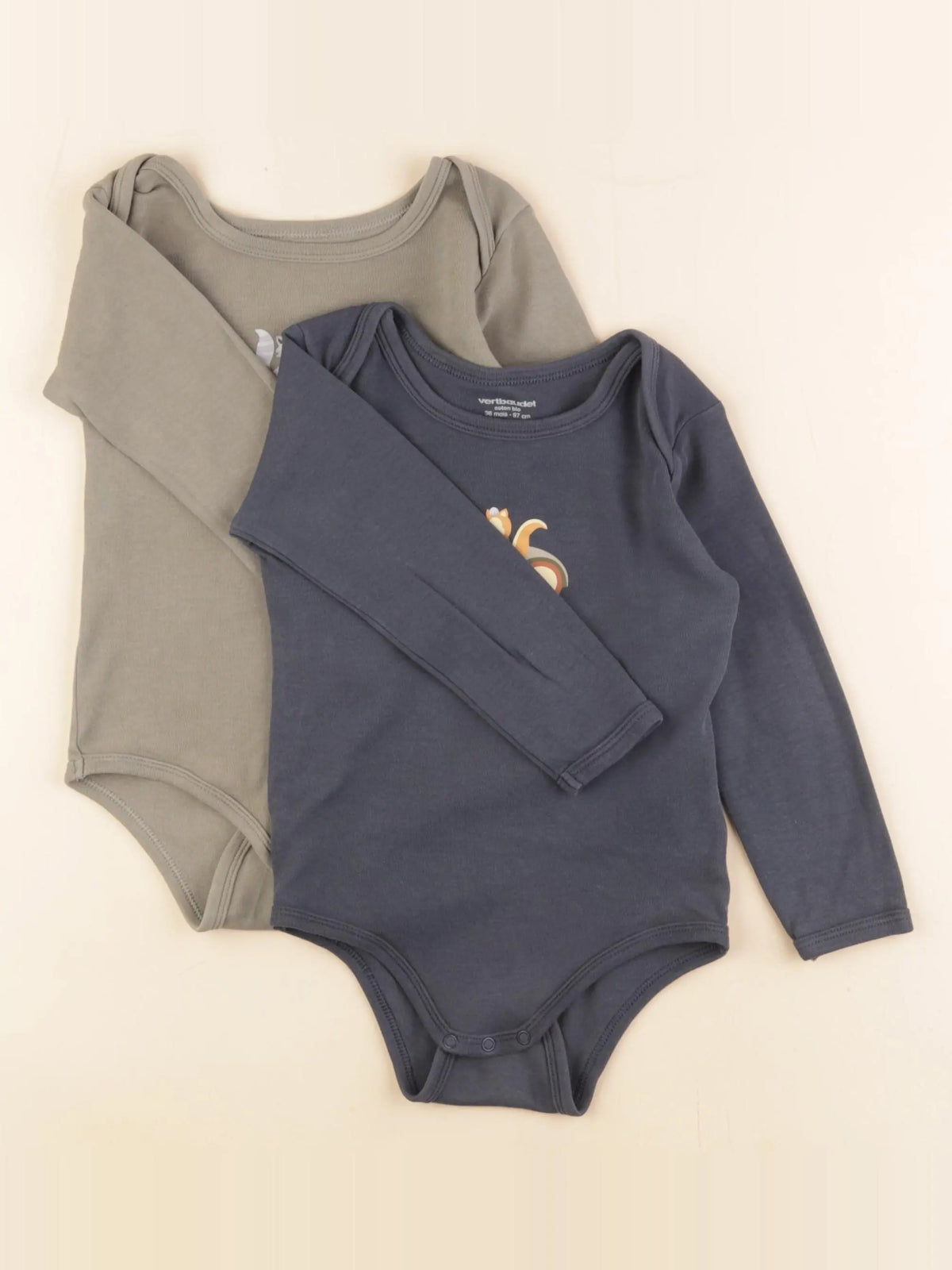 Vertbaudet - lot de 2 bodies en coton bleu, vert - 36 mois