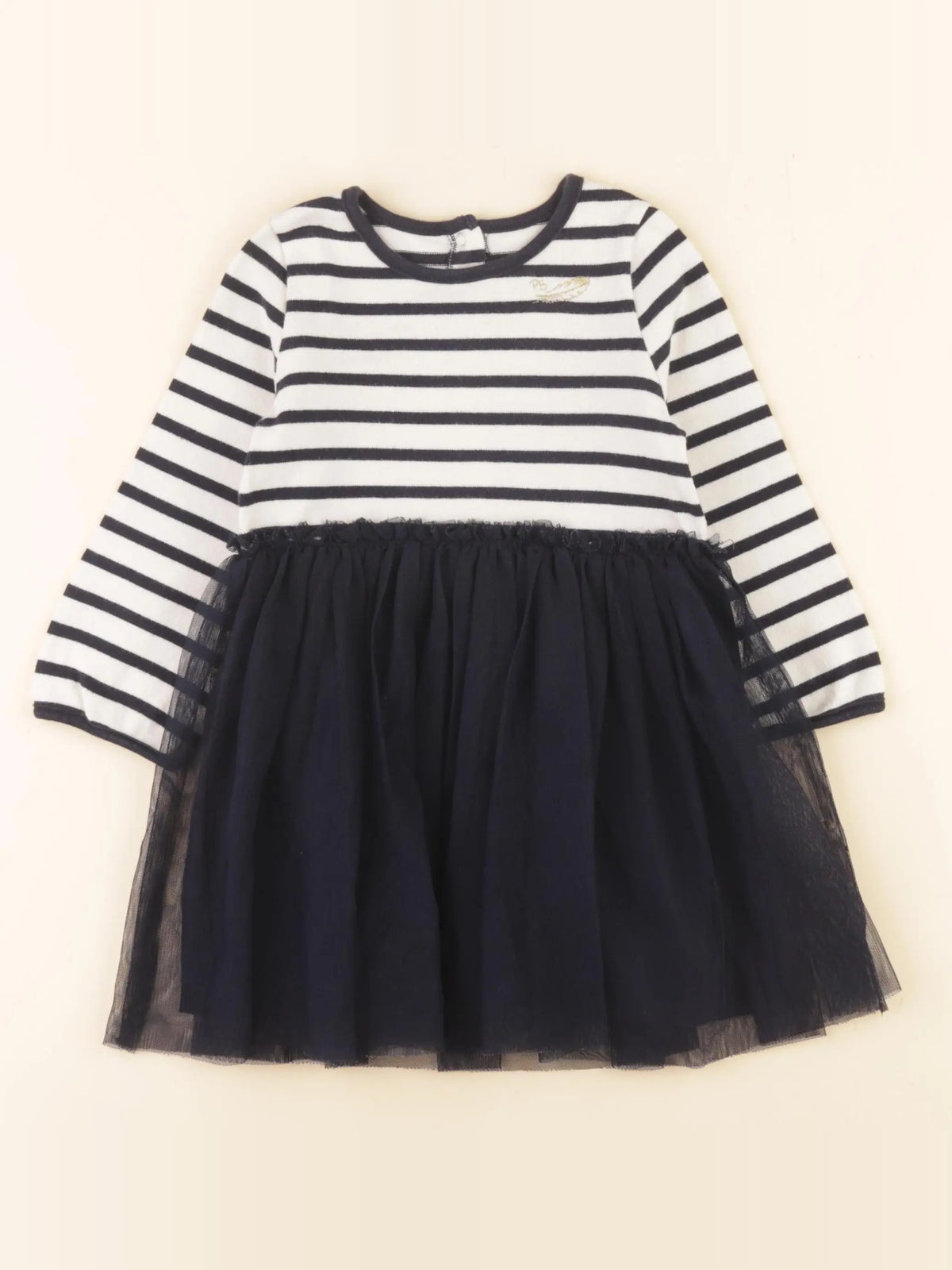 Petit Bateau - robe blanc, bleu - 24 mois