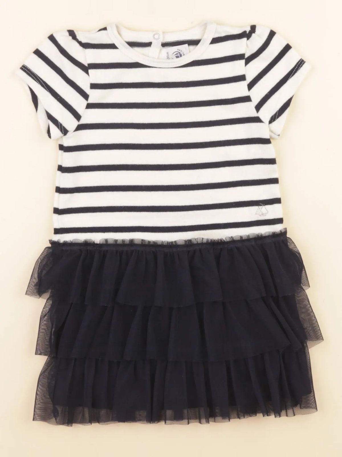 Petit Bateau - robe bleu, beige - 18 mois