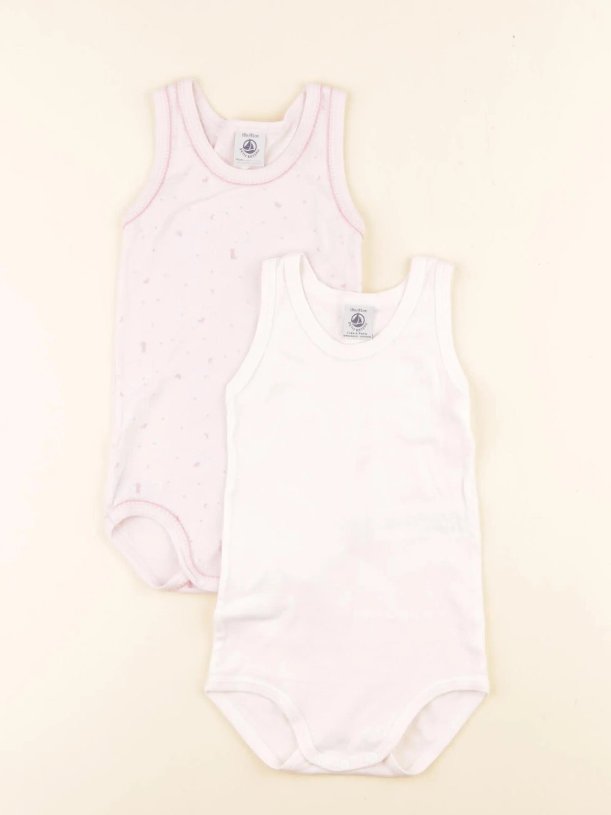 Petit Bateau - lot de 2 bodies en coton rose - 18 mois