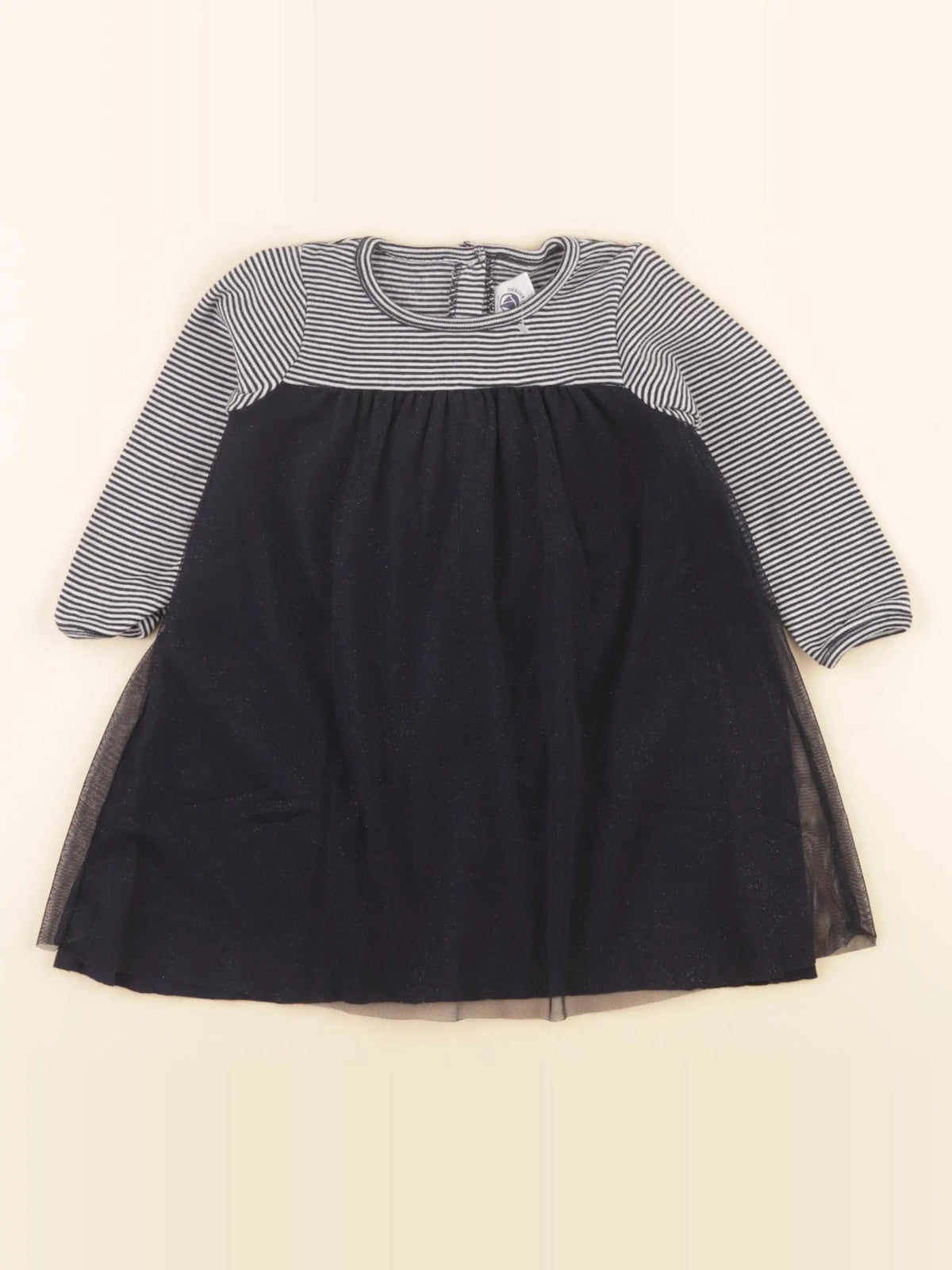 Petit Bateau - robe bleu, blanc - 12 mois