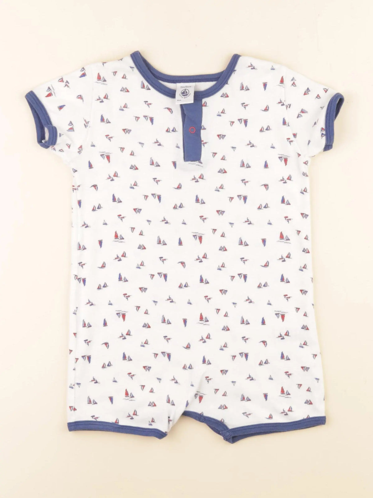 Petit Bateau - pyjama coton blanc, bleu - 24 mois