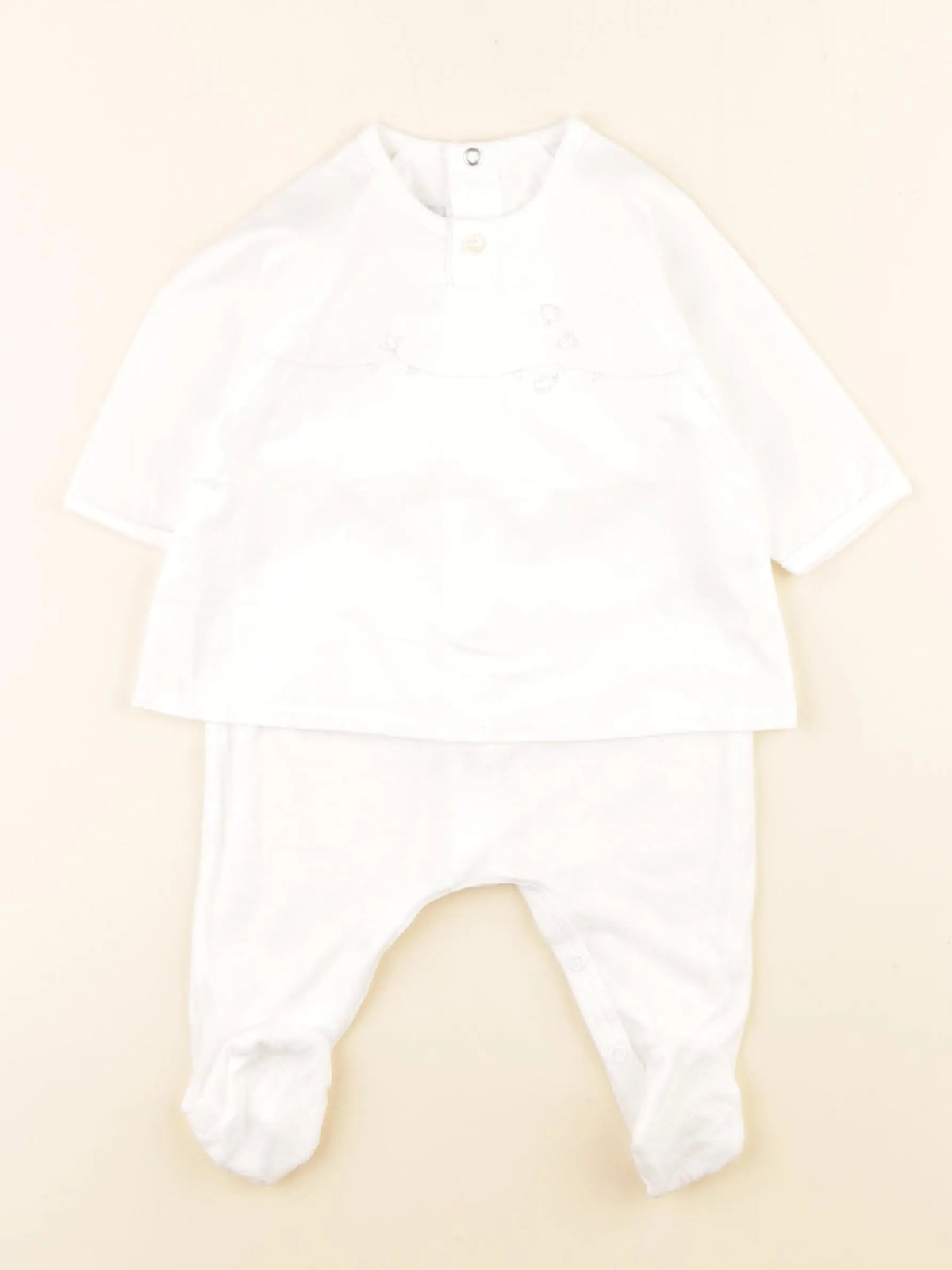 Petit Bateau - pyjama coton blanc - 3 mois