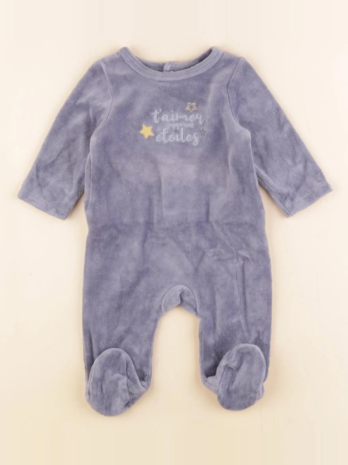 Tape à l'oeil - pyjama velours bleu - 3 mois