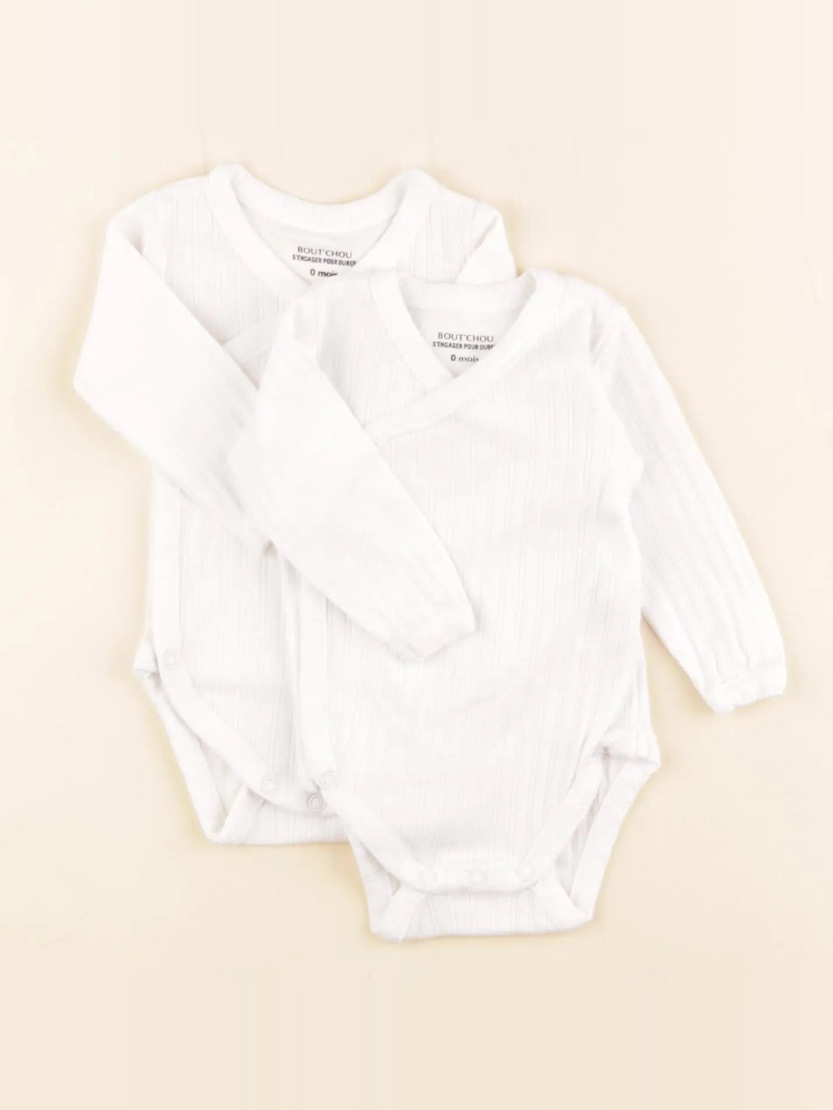 Boutchou - lot de 2 bodies en coton blanc - 0 mois