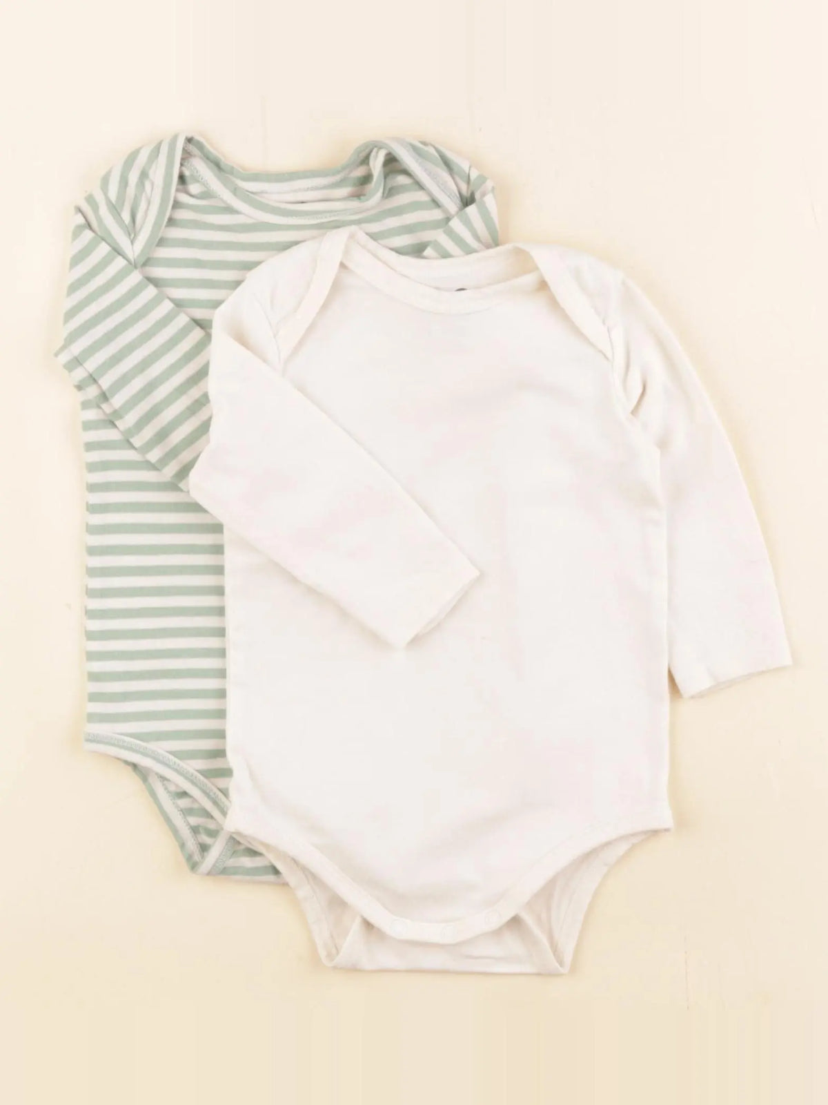 Tape à l'oeil - lot de 2 bodies en coton beige, vert - 6 mois