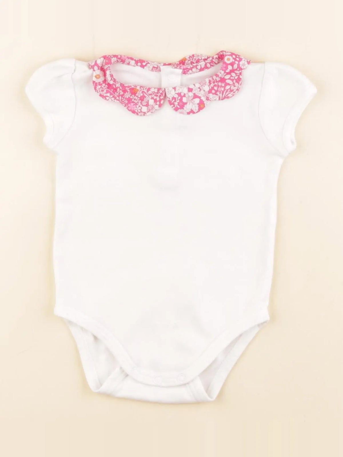 Jacadi - body liberty blanc, rose - 12 mois
