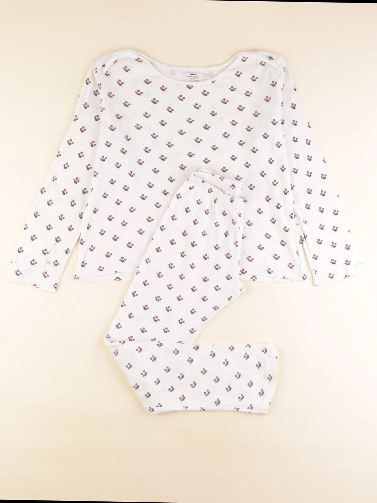Cyrillus - pyjama coton blanc, rouge - 10 ans