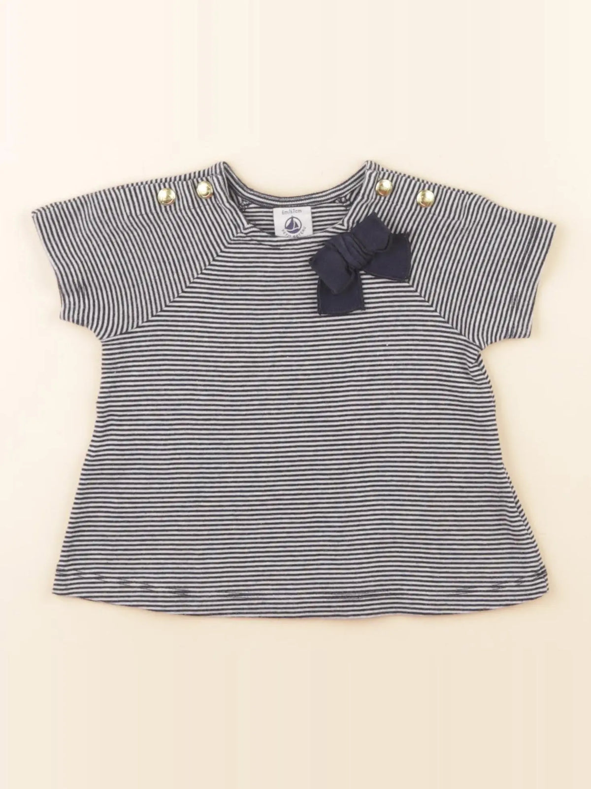 Petit Bateau - tee-shirt bleu - 6 mois