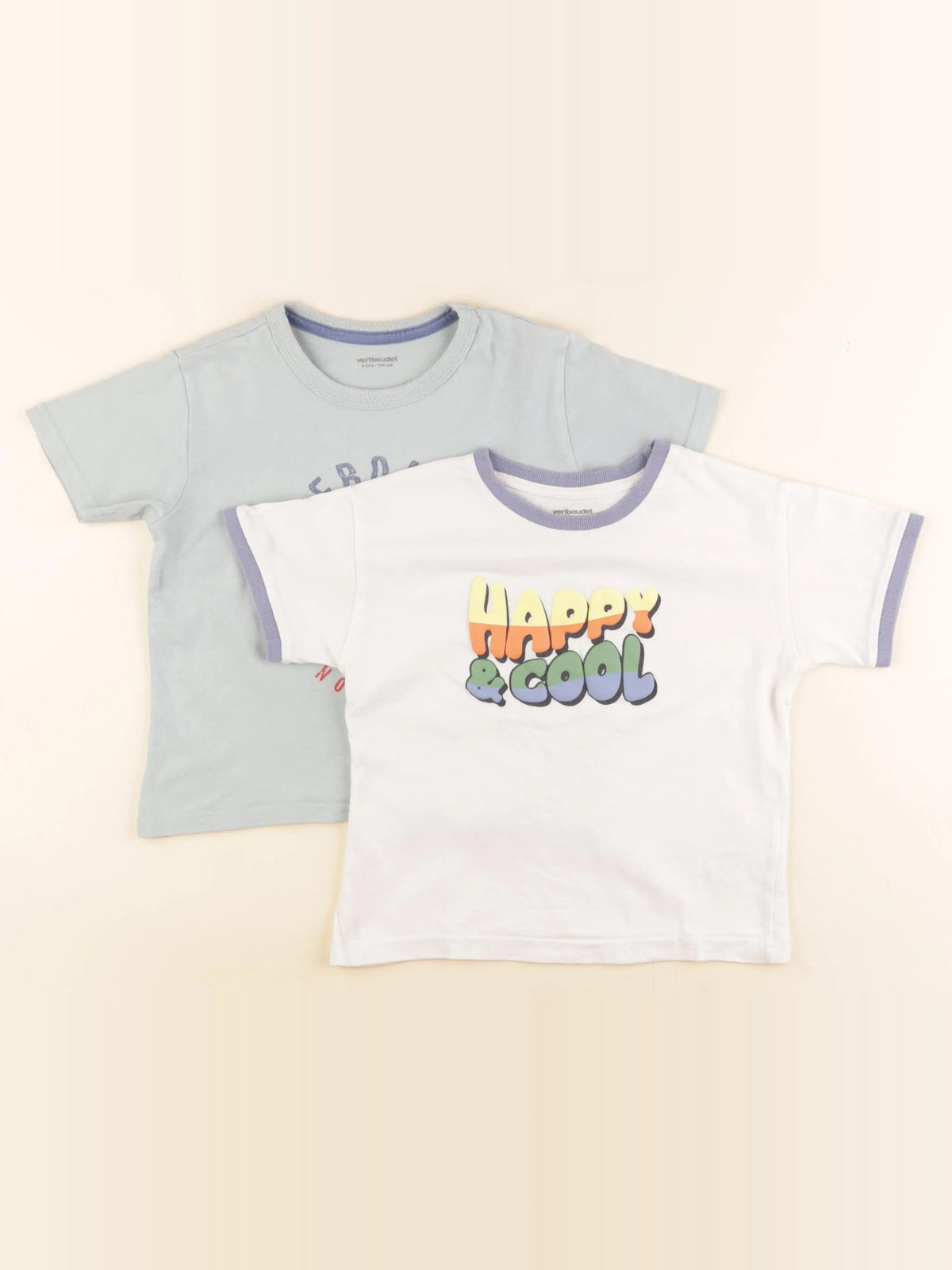 Vertbaudet - lot de 2 tee-shirts blanc, vert - 4 ans