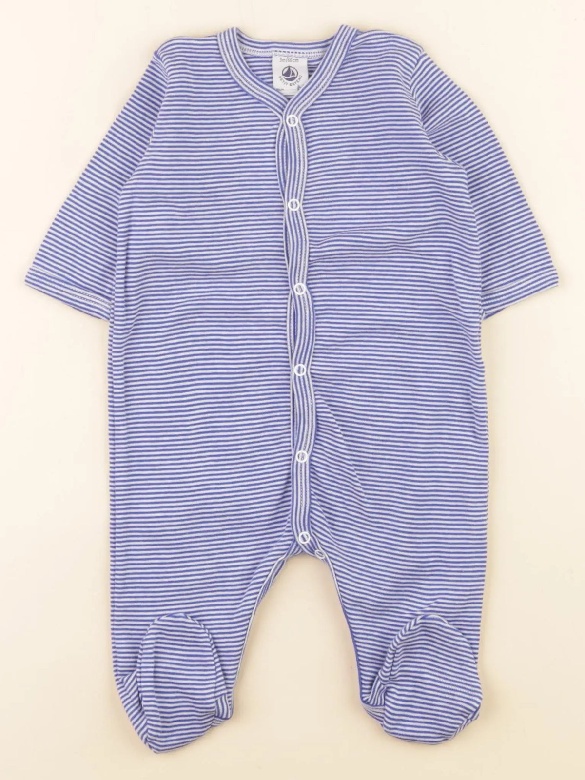 Petit Bateau - pyjama coton bleu - 3 mois