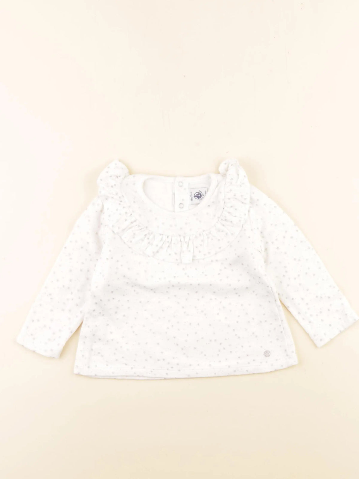 Petit Bateau - tee-shirt blanc, argent - 18 mois