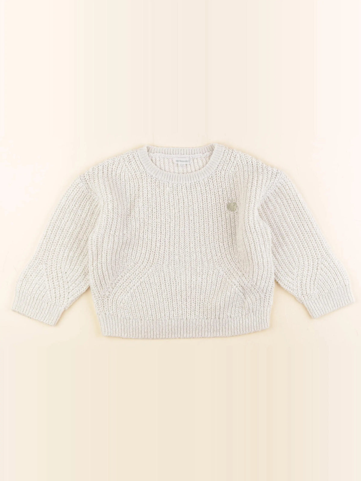 Vertbaudet - pull beige, or - 4 ans