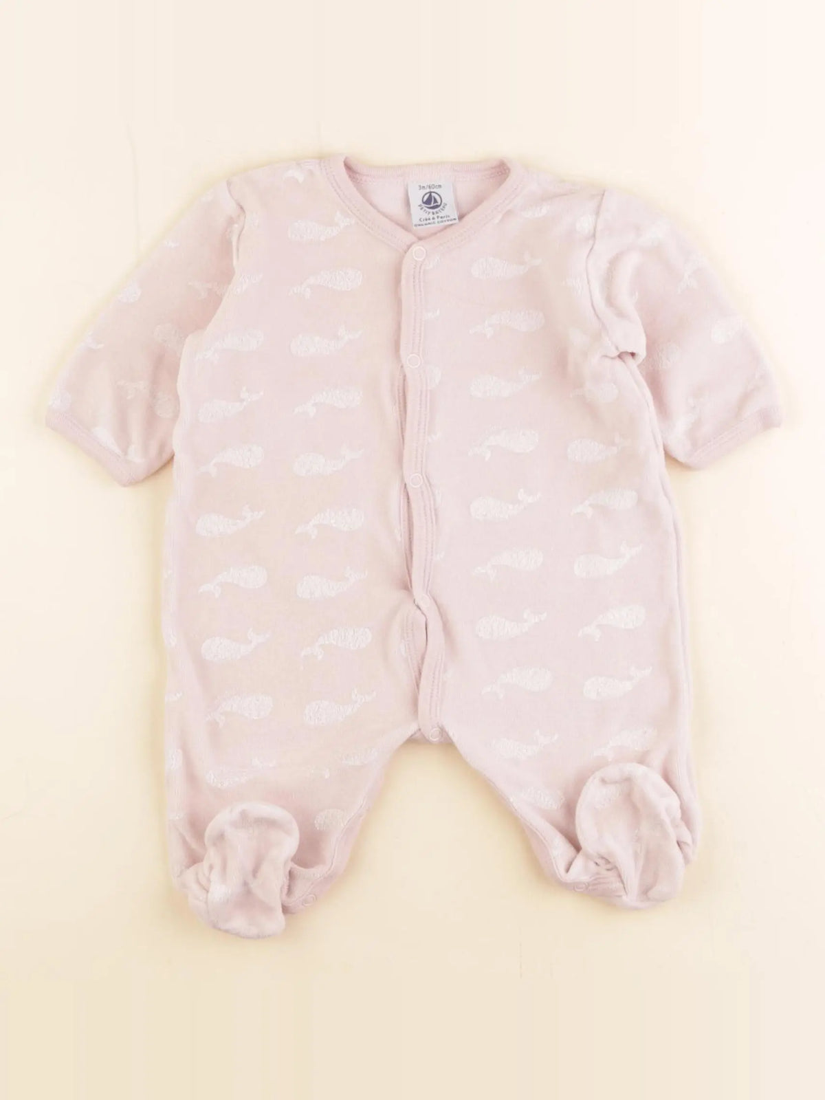 Petit Bateau - pyjama velours rose - 3 mois