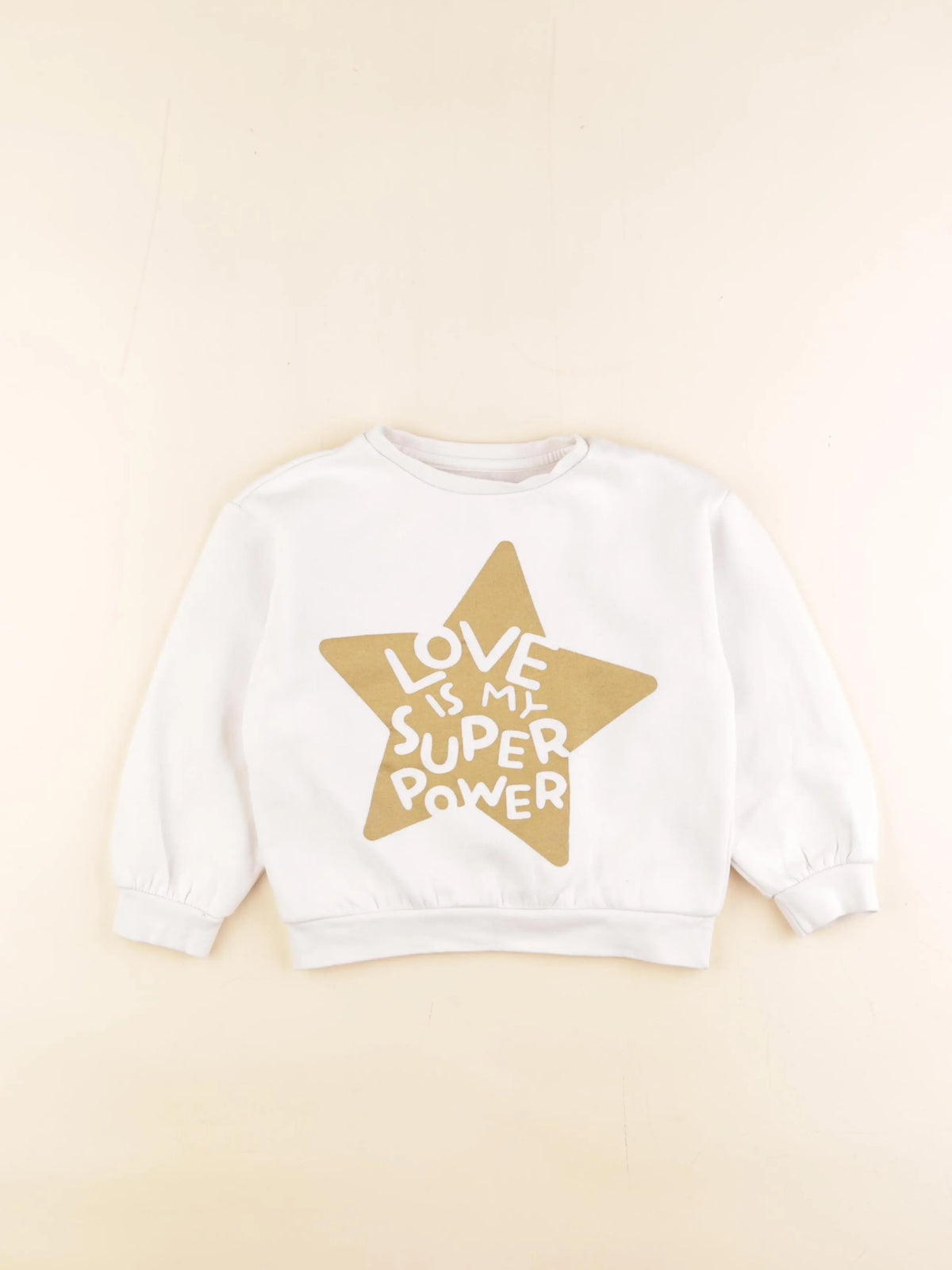 Vertbaudet - sweat blanc, or - 5 ans
