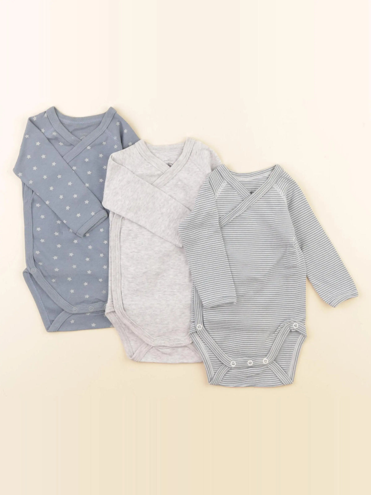 Petit Bateau - lot de 3 bodies en coton bleu, vert - 3 mois