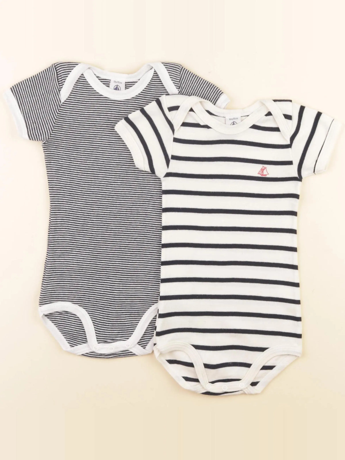 Petit Bateau - lot de 2 bodies en coton bleu - 18 mois