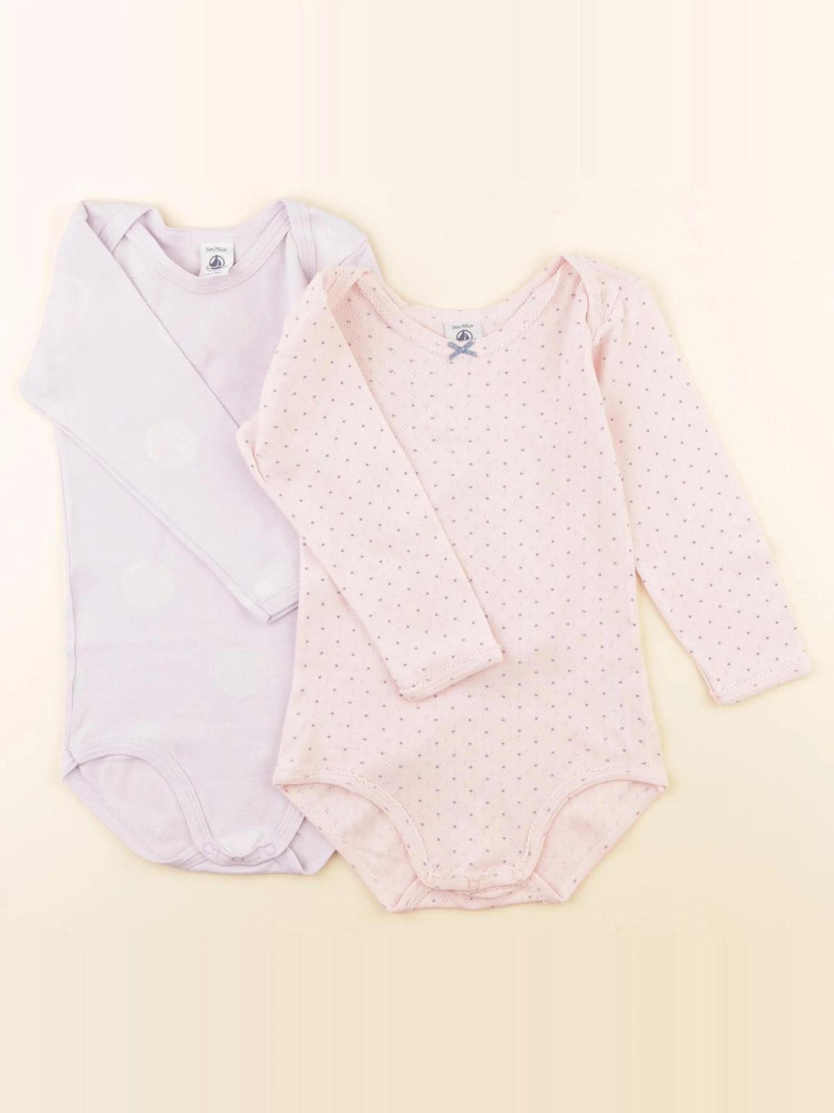 Petit Bateau - lot de 2 bodies en coton rose, violet - 36 mois