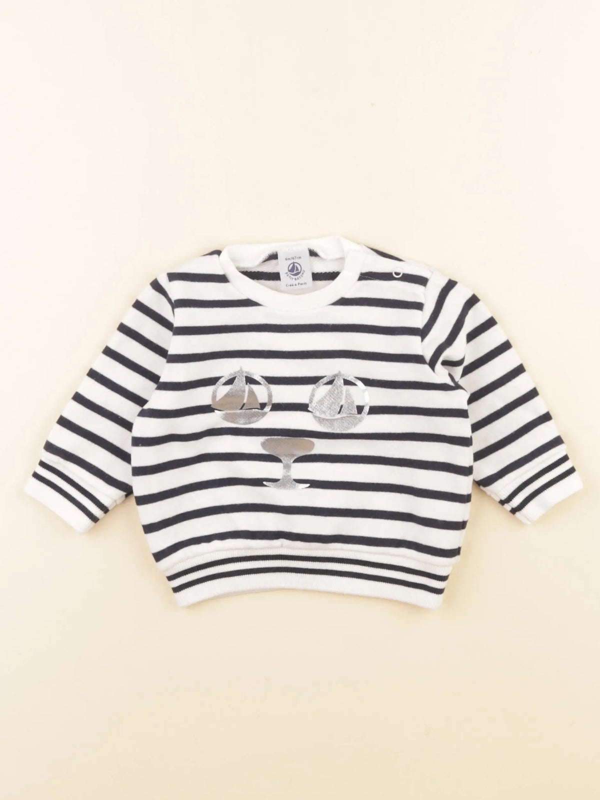 Petit Bateau - sweat bleu - 6 mois