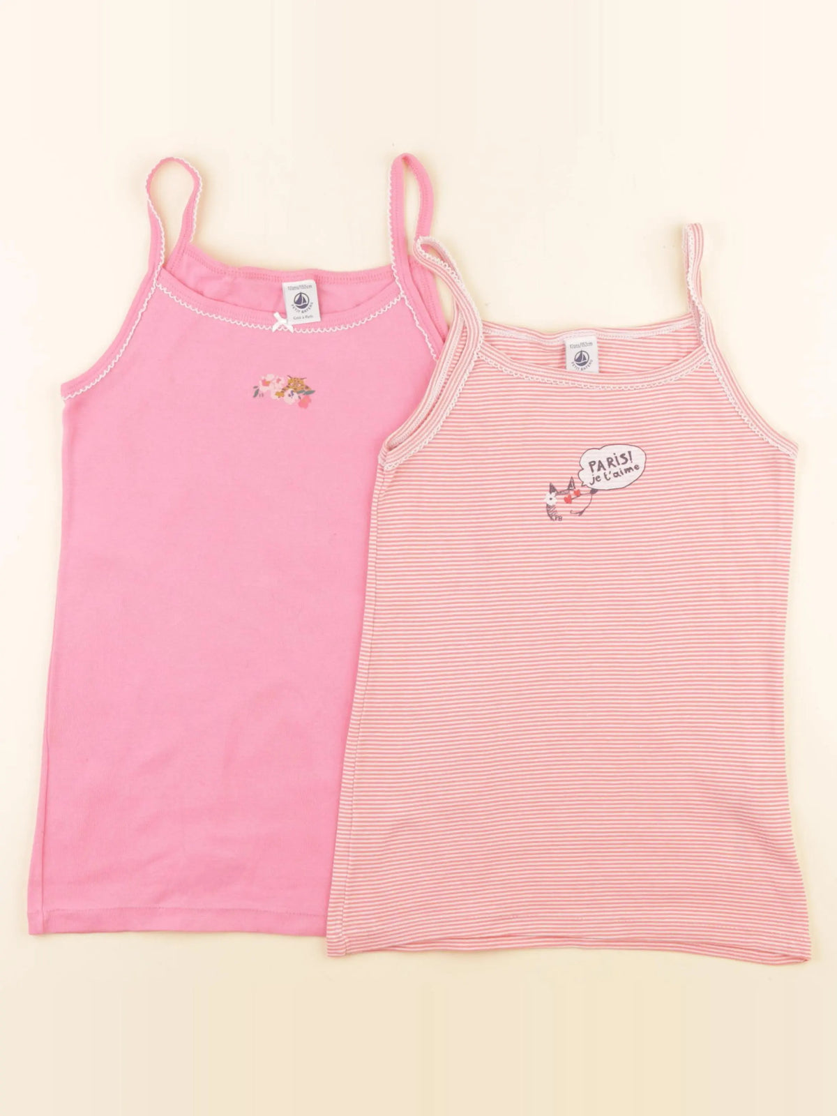 Petit Bateau - lot de 2 maillots de corps rose - 12 ans