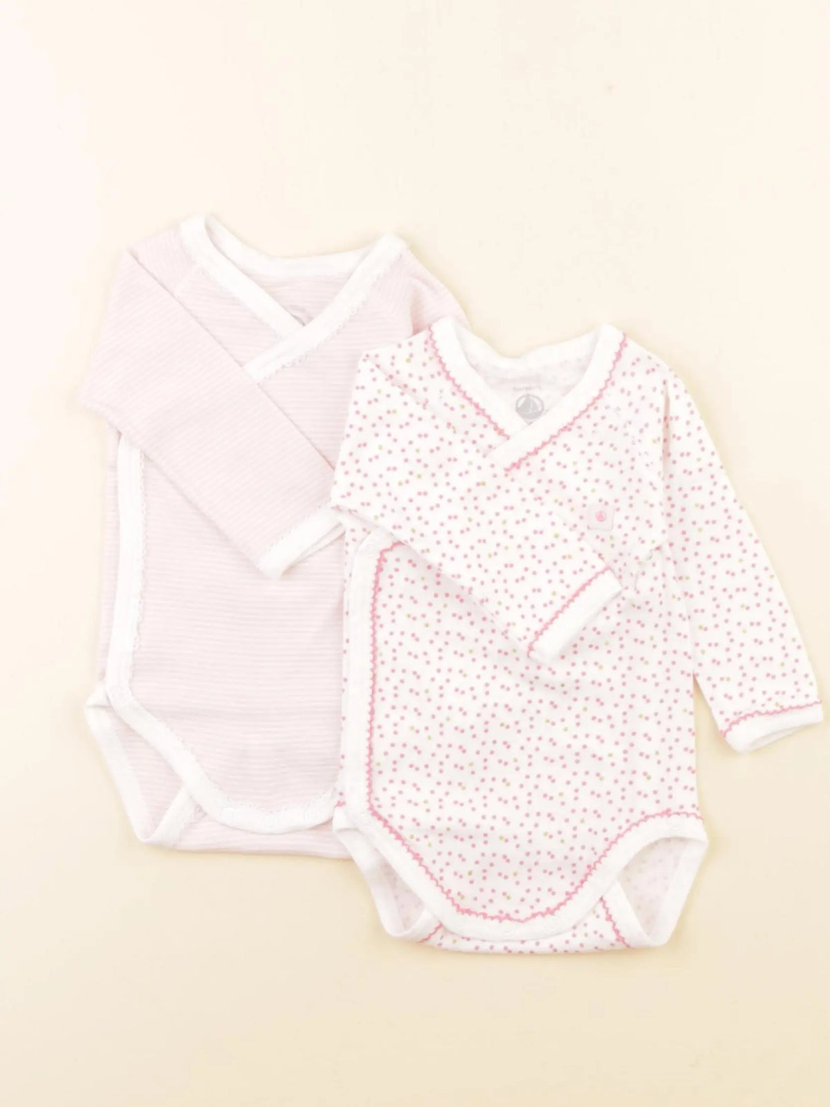 Petit Bateau - lot de 2 bodies en coton rose - 3 mois