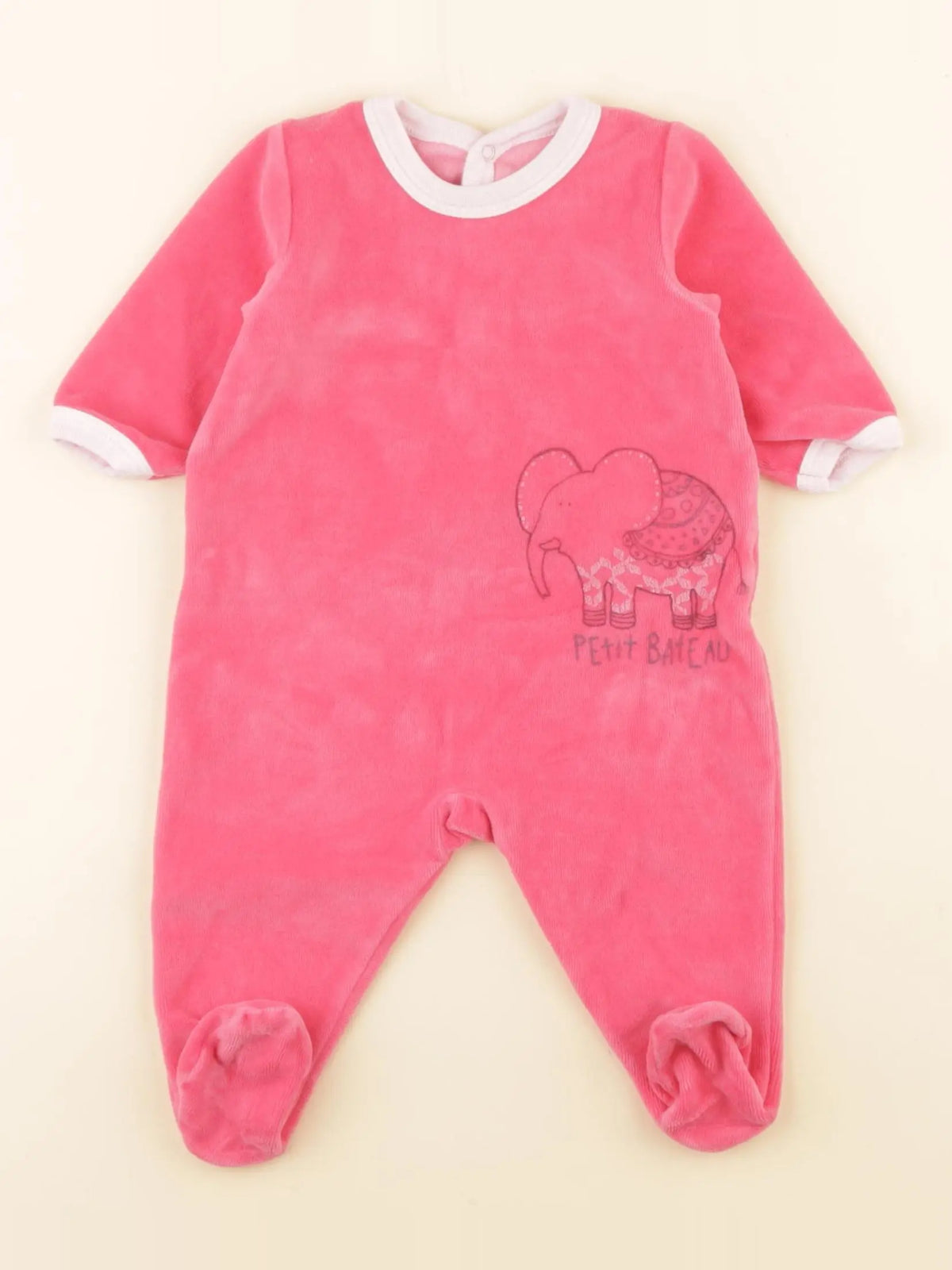 Petit Bateau - pyjama velours rose - 3 mois