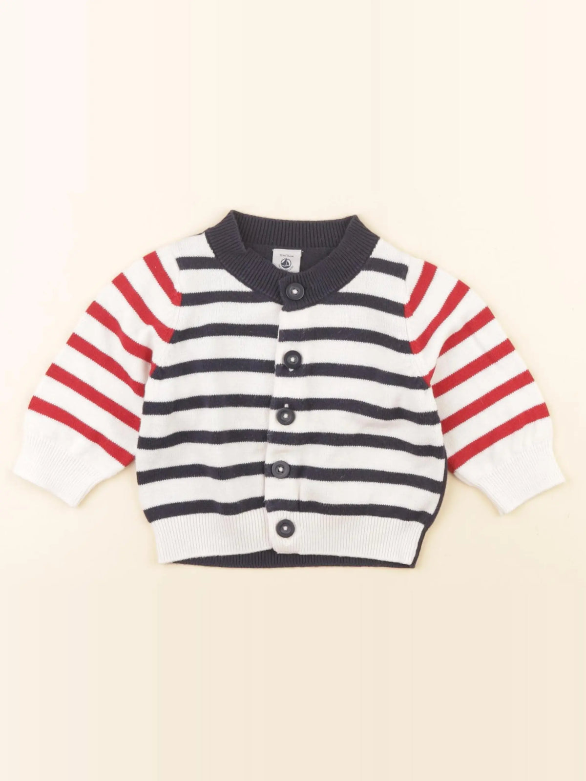 Petit Bateau - gilet bleu, rouge - 12 mois