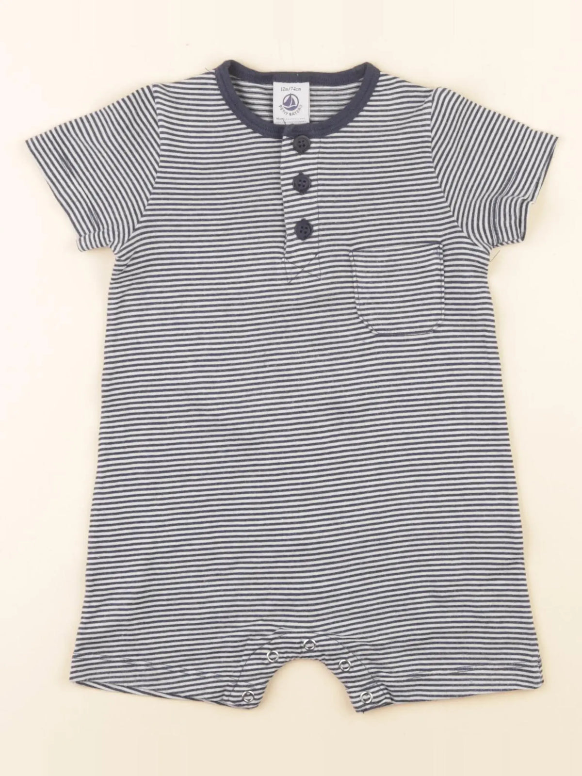 Petit Bateau - combinaison bleu - 12 mois