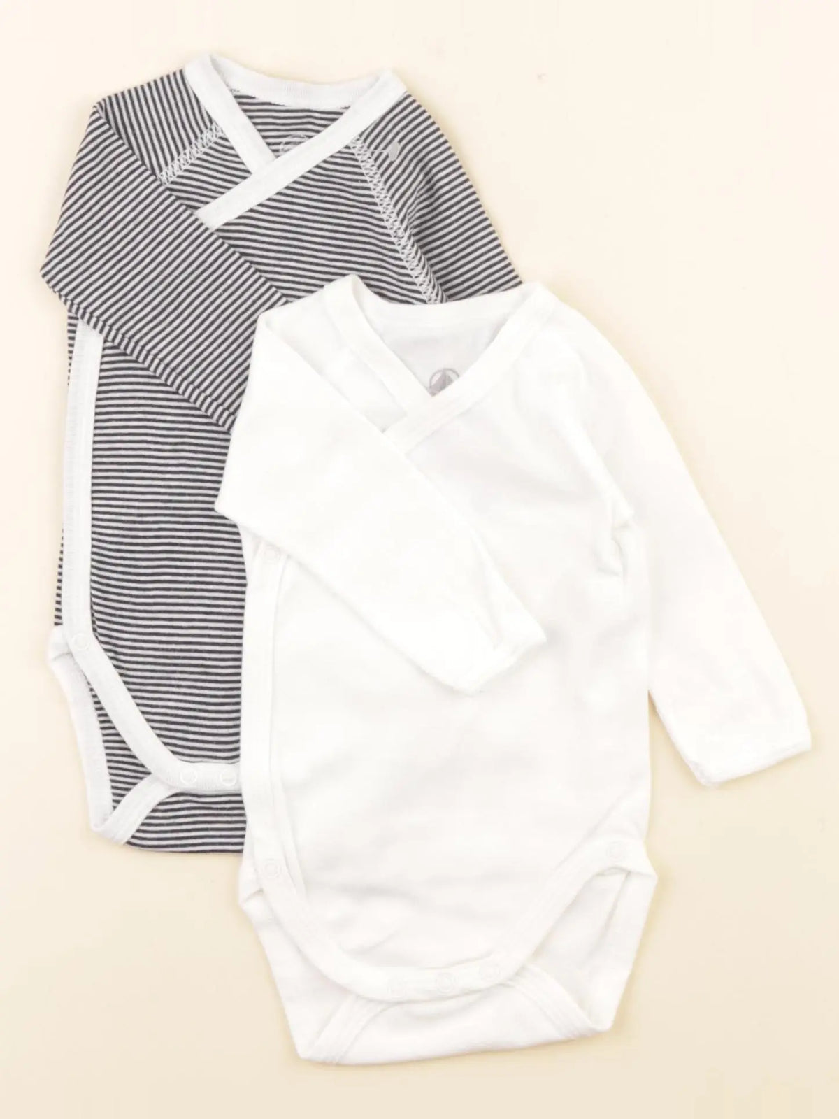 Petit Bateau - lot de 2 bodies en coton blanc, bleu - 3 mois