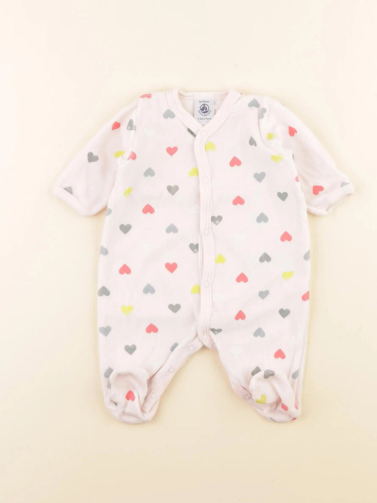 Petit Bateau - pyjama velours rose - 1 mois