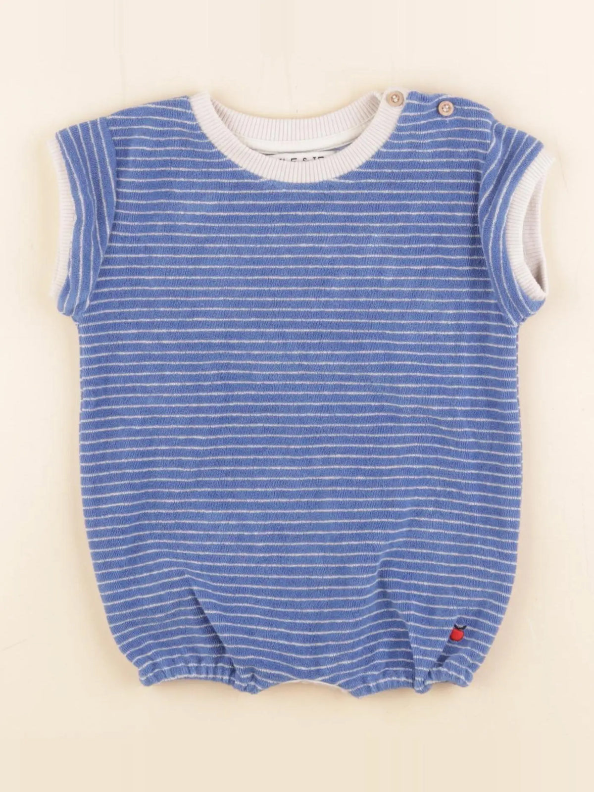 Emile et Ida - combinaison bleu, blanc - 6 mois