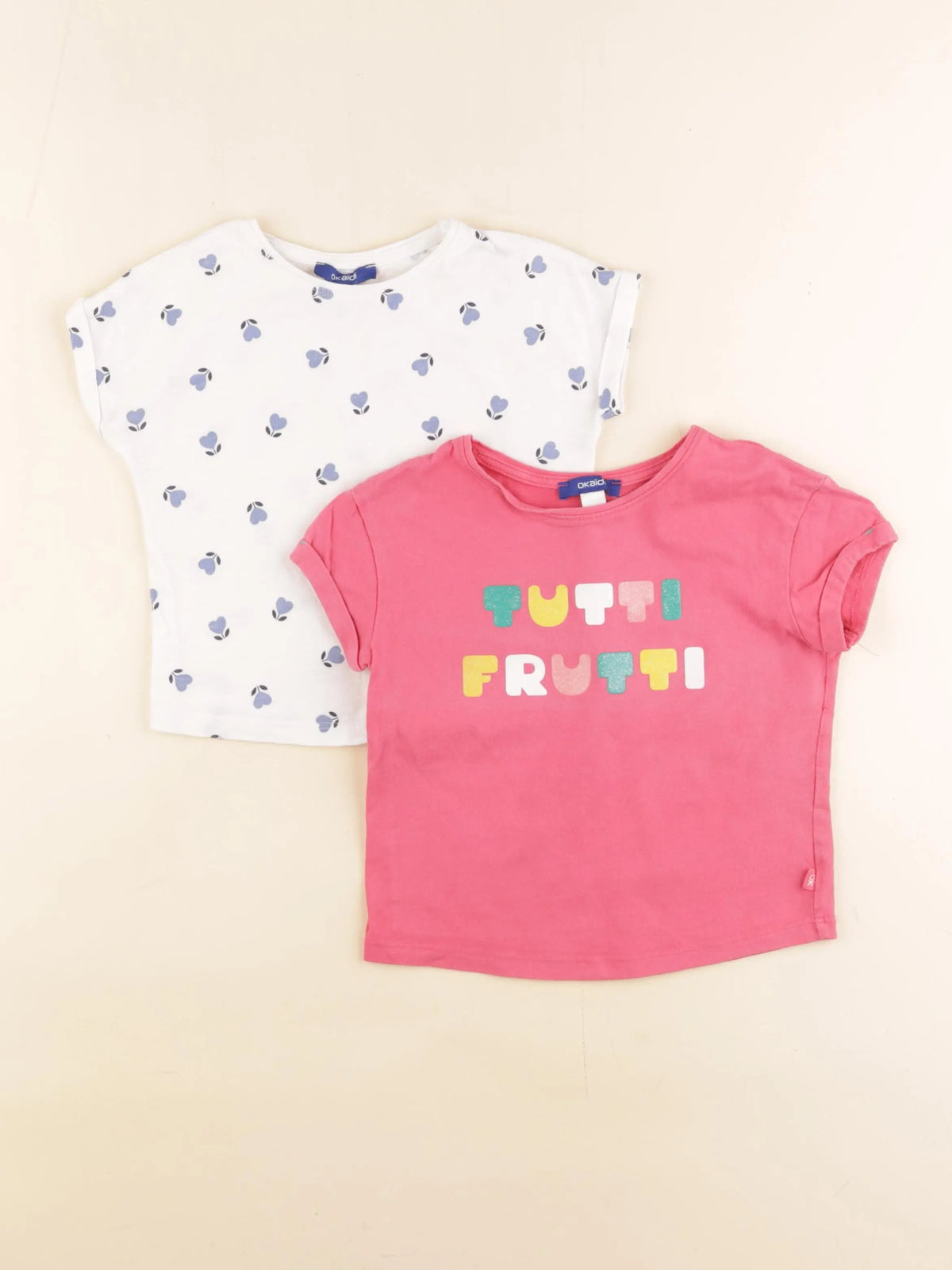 Okaidi - lot de 2 tee-shirts rose, bleu - 3 ans