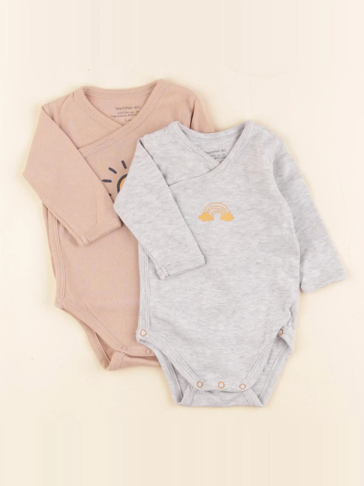Boutchou - lot de 2 bodies en coton multicolore - 3 mois