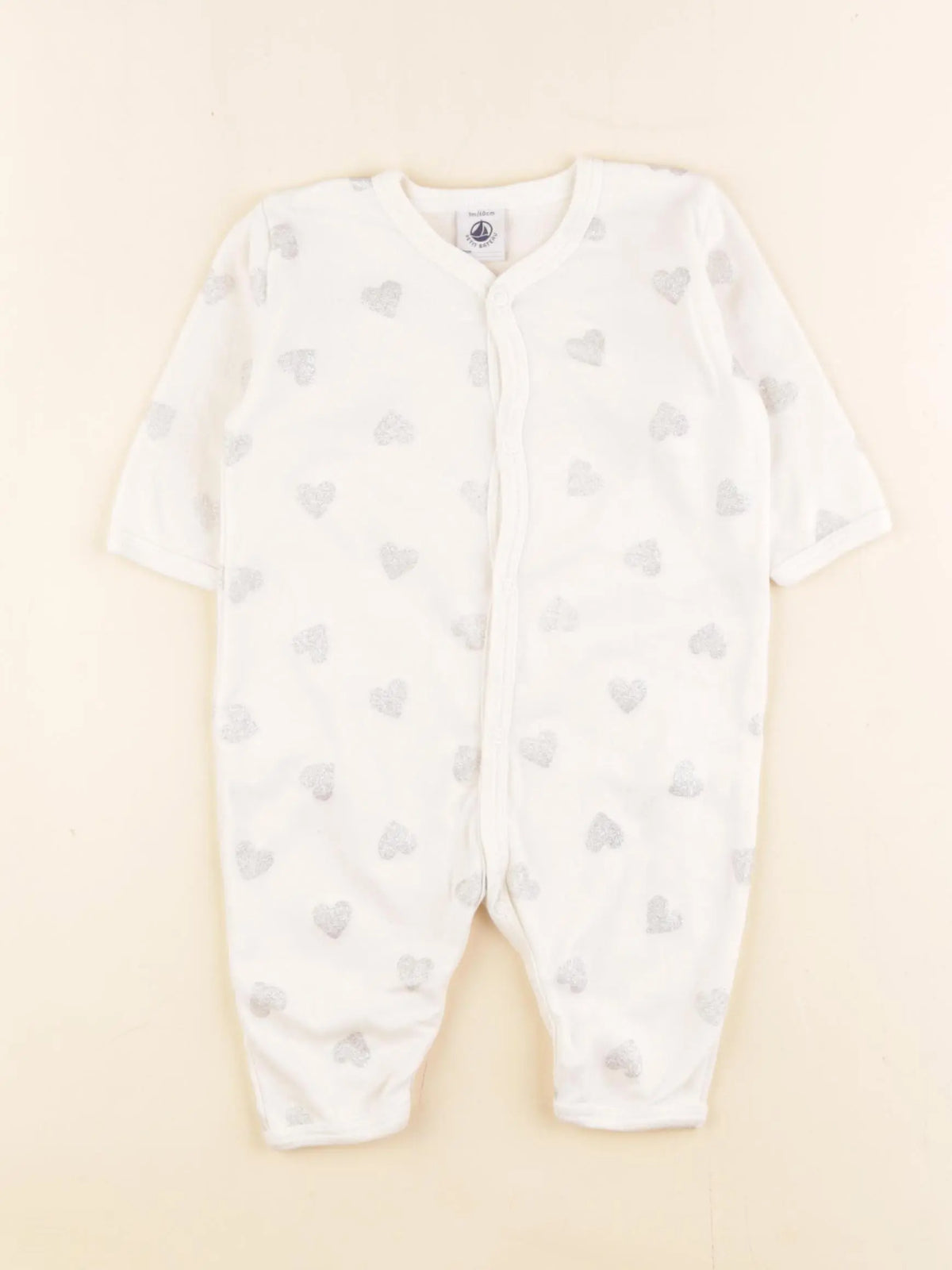 Petit Bateau - pyjama coton blanc, argent - 3 mois