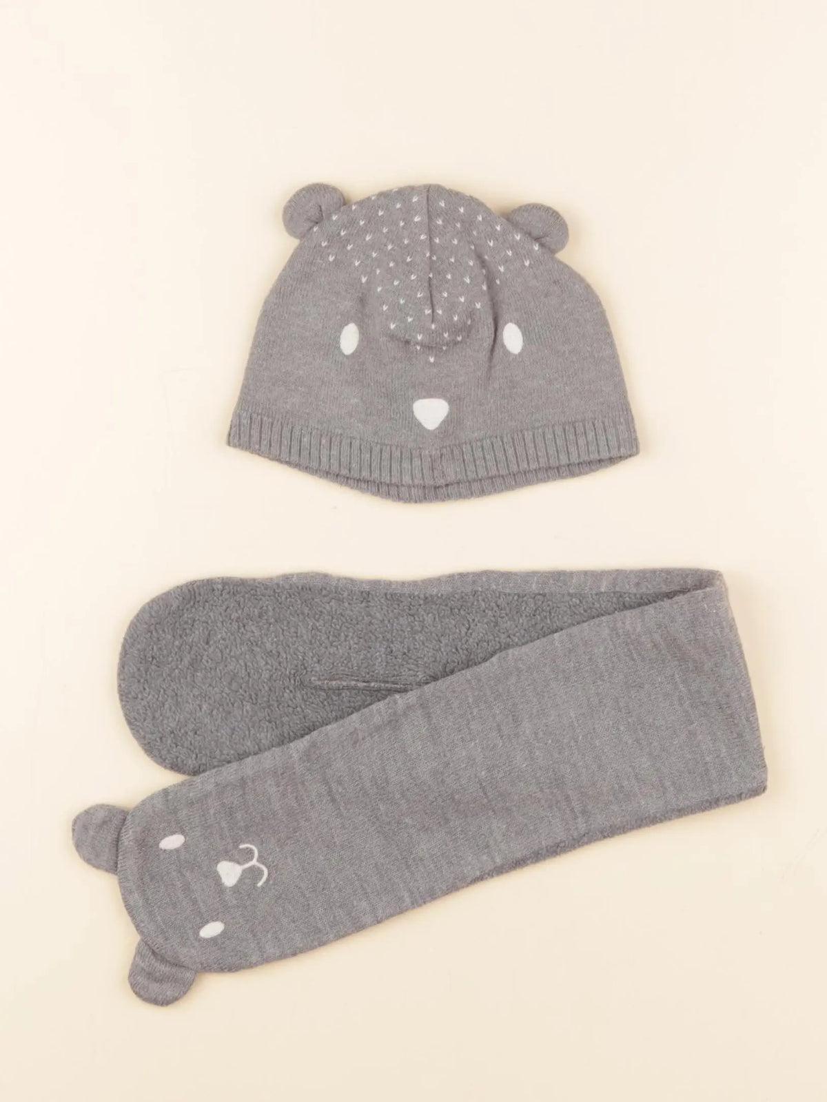 Petit Bateau - ensemble bonnet/écharpe gris - 18/24 mois
